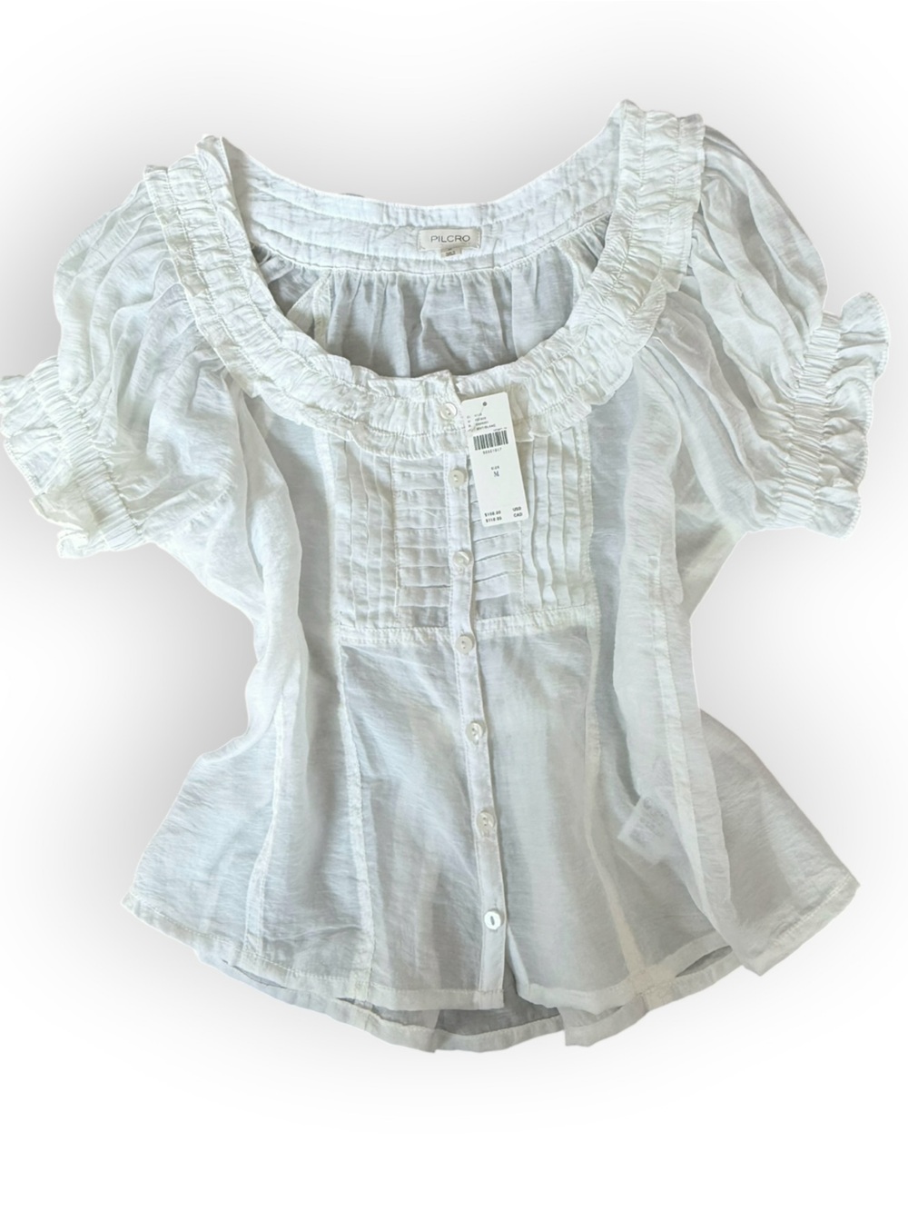 Pilcro White womens Ruffle-Sleeve shirt - NWT